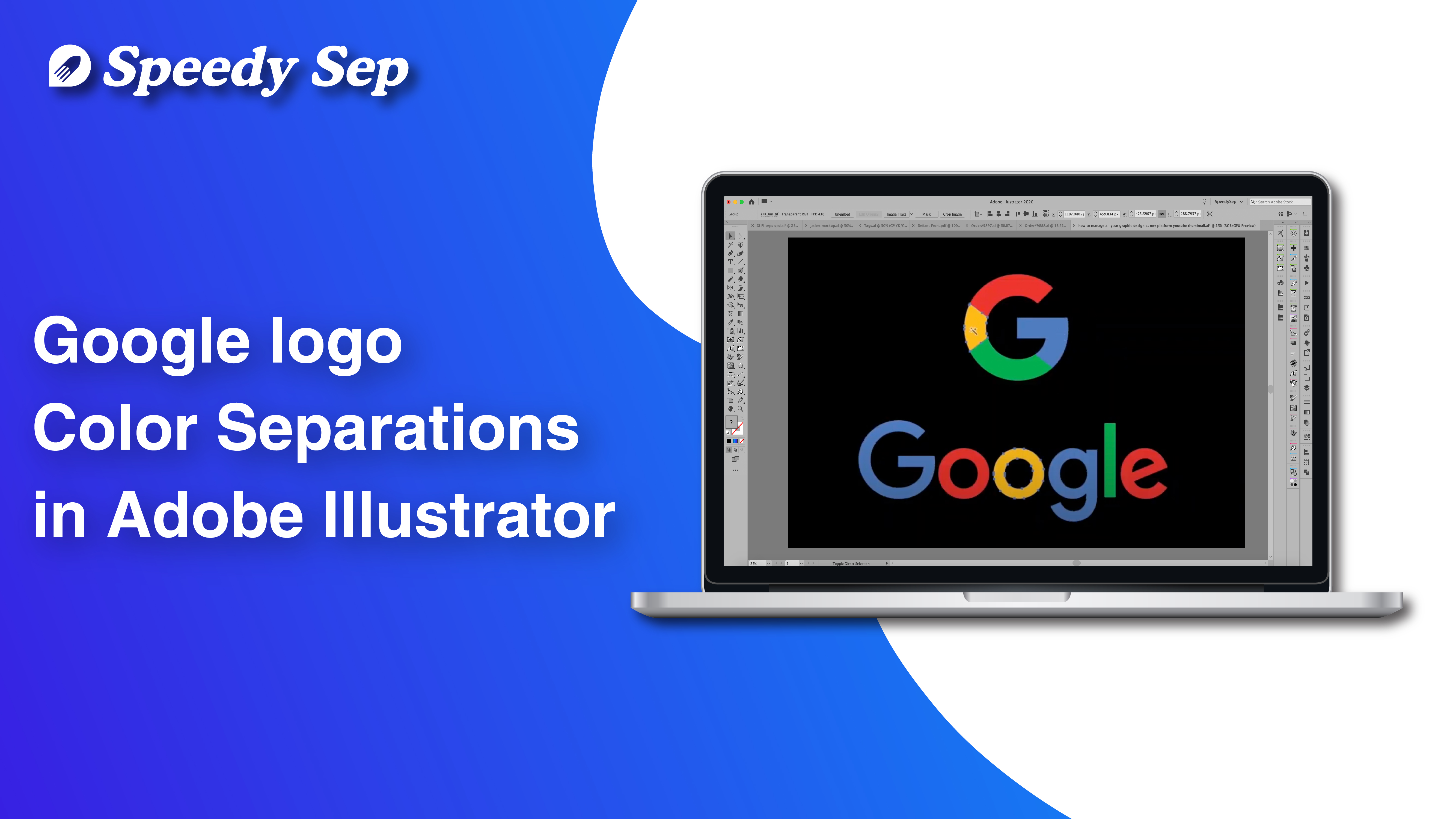 Google logo in Color Separations in Adobe Illustrator | Step by Step Tutorial by Speedysep.com